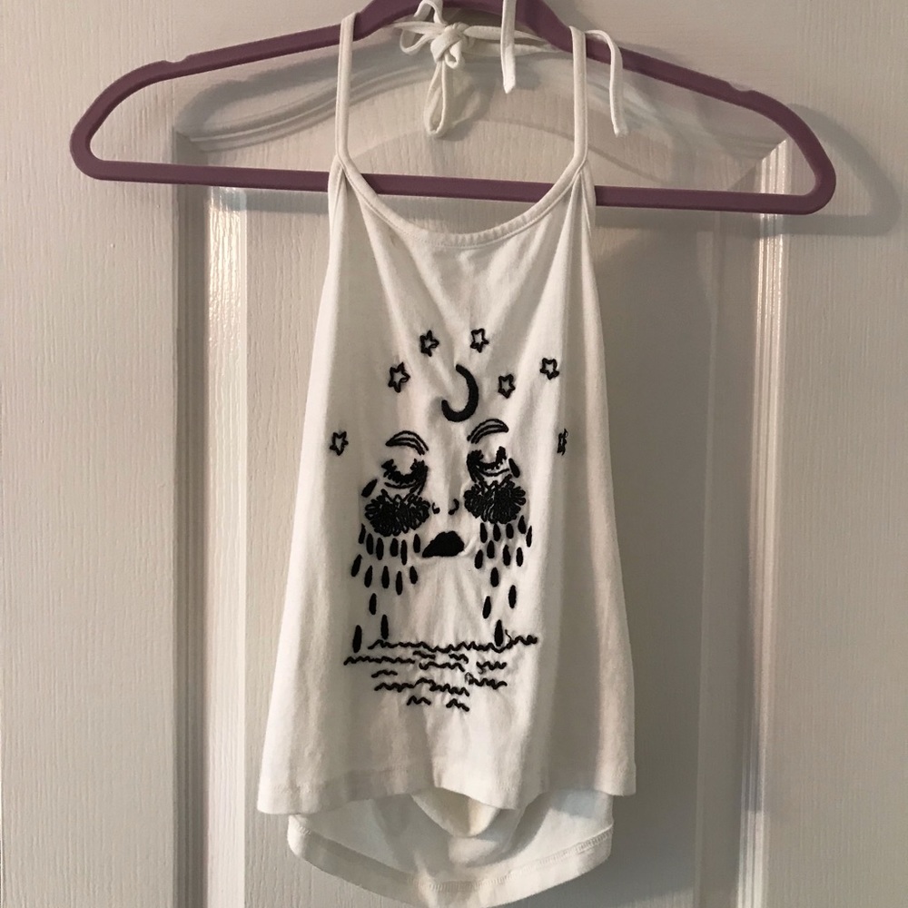 JOHN GALT/ BRANDY MELVILLE EMBROIDERED HALTER TOP